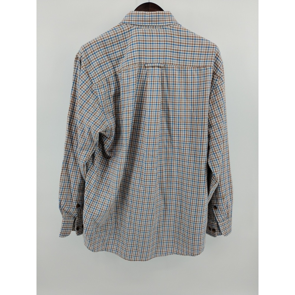 Orvis Triblend Flannel Shirt Large Olive Green Check Classic Fit Wool Tencel - Picture 3 of 8